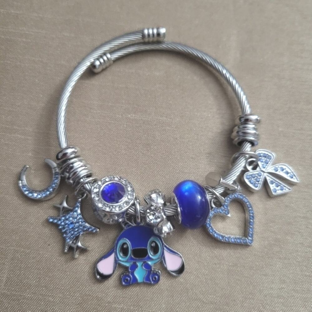 Stitch themed charm bangle bracelet